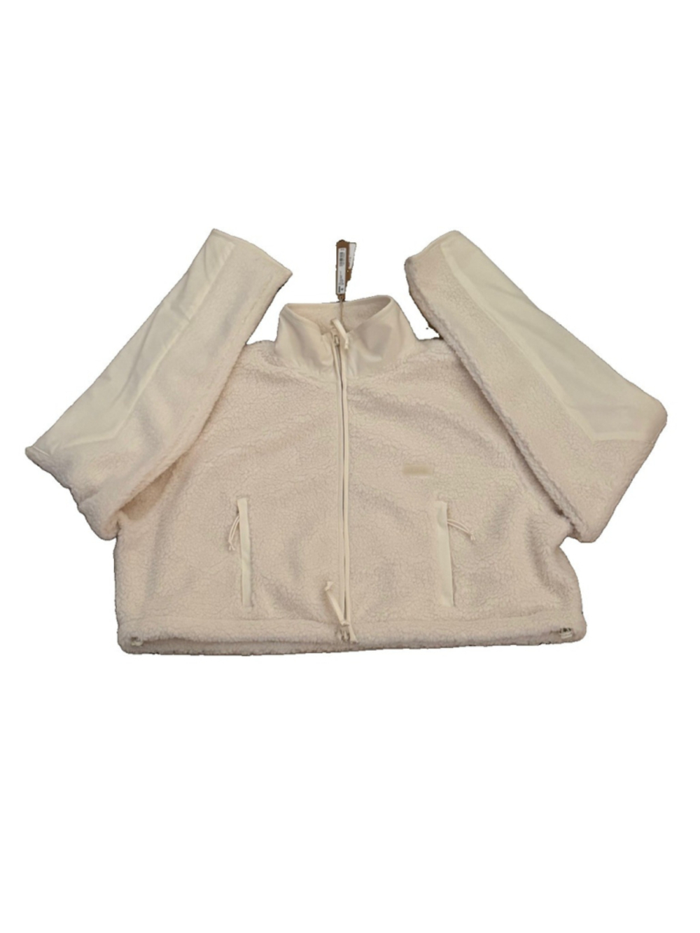 SKIMS TEDDY FUNNEL NEXK CROPPED JACKET IVORY COLOR SIZE XS